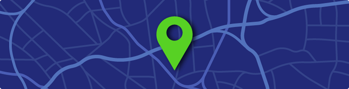 Illustrated map graphic with a green location pin, representing the SYFOVRE practice finder tool